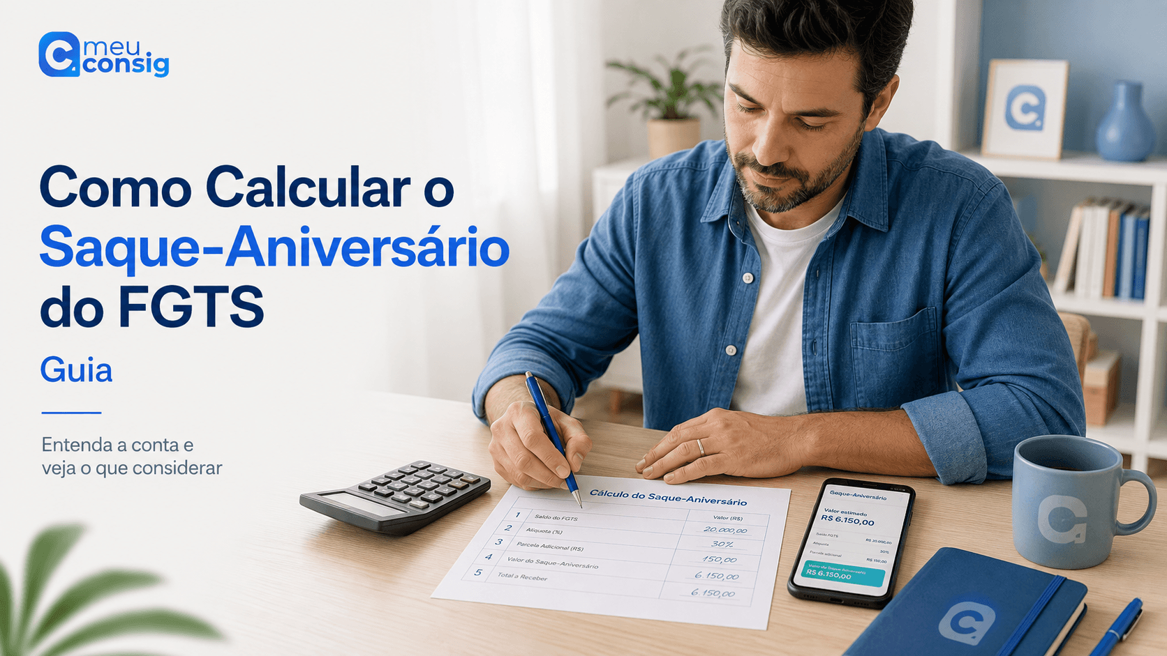 Ilustração sobre como calcular o saque aniversário do fgts: guia