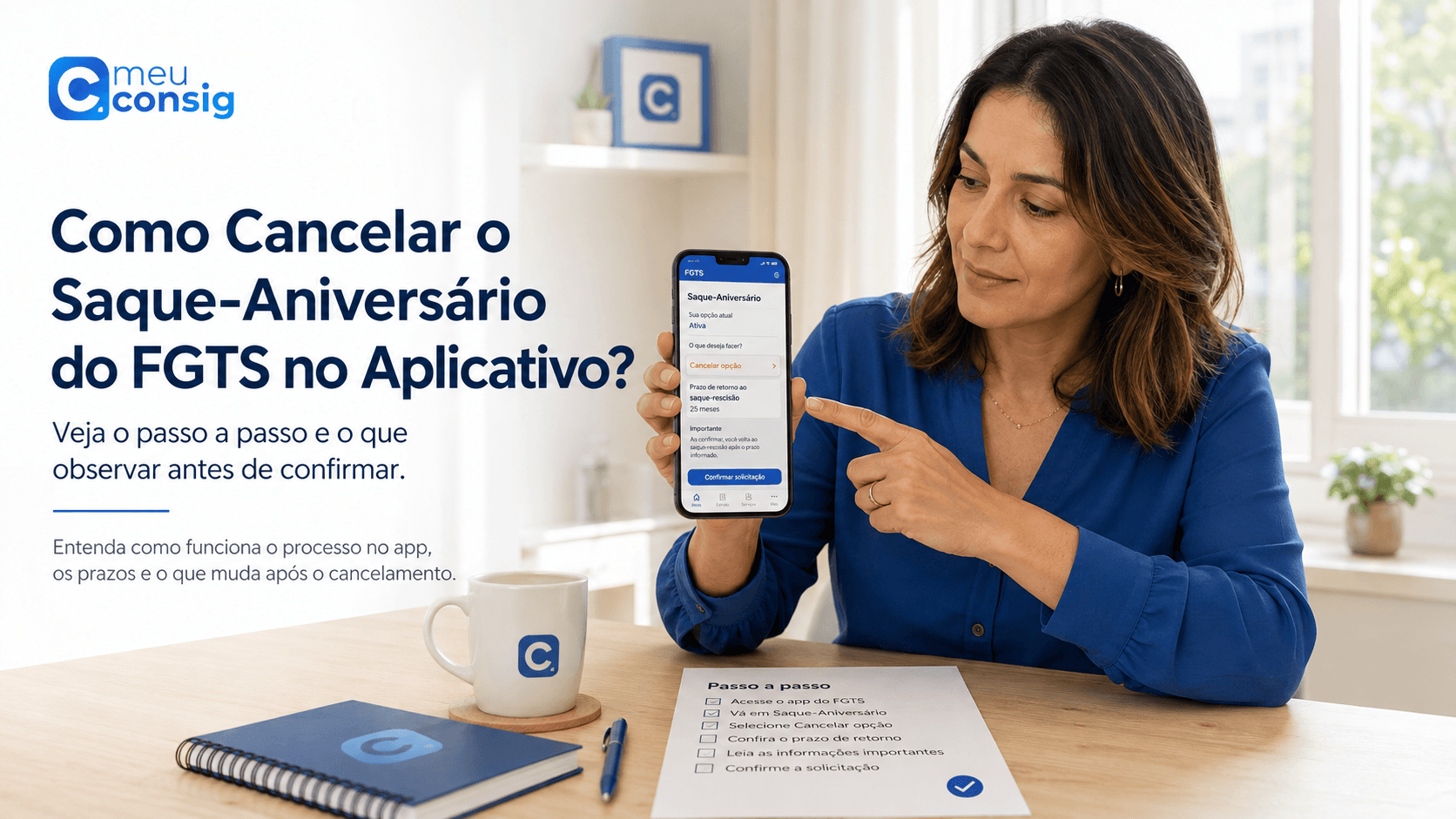 Ilustração sobre como cancelar o saque aniversário do fgts no aplicativo?