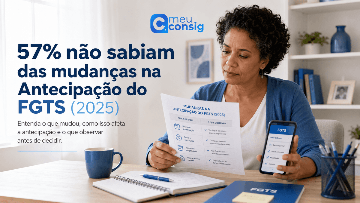 Ilustração sobre 57% não sabiam das mudanças na antecipação do fgts (2025)