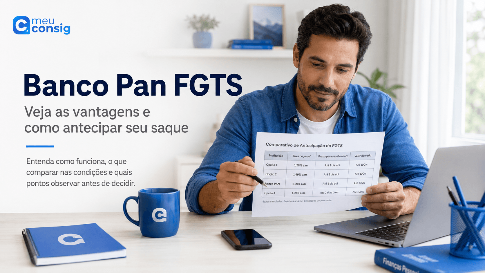Ilustração sobre banco pan fgts: veja as vantagens e como antecipar seu saque