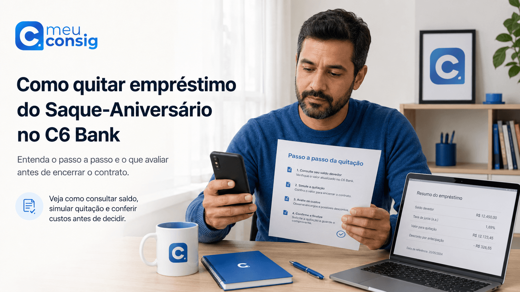 Ilustração sobre como quitar empréstimo do saque-aniversário no c6 bank
