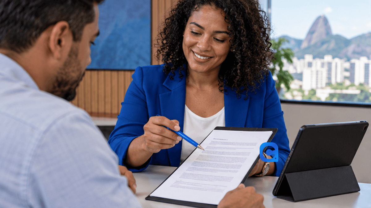 Atendimento orienta cliente a conferir instituição credora e condições de contrato de crédito